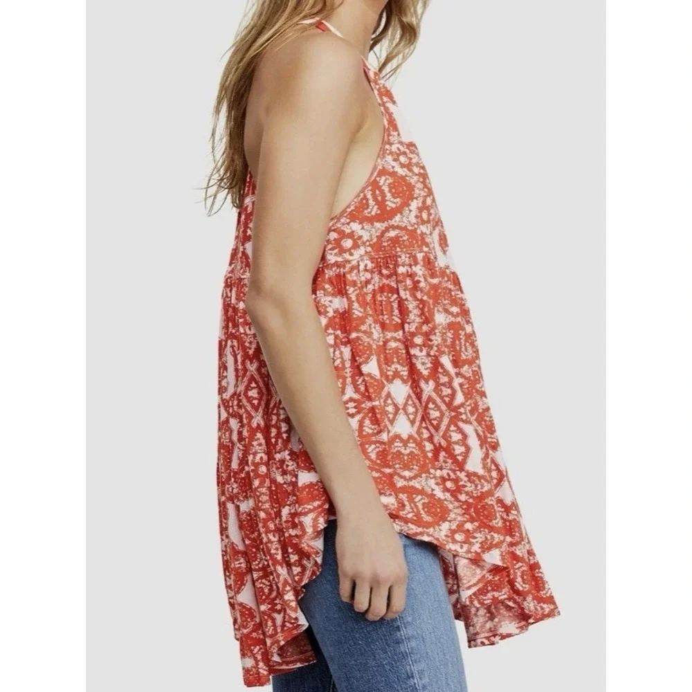 Free People Tunic Women S Orange Boho Medallion Halter Festival Boho OB944887